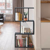 3-tier S-Shaped Bookcase Free Standing Storage Rack Wooden