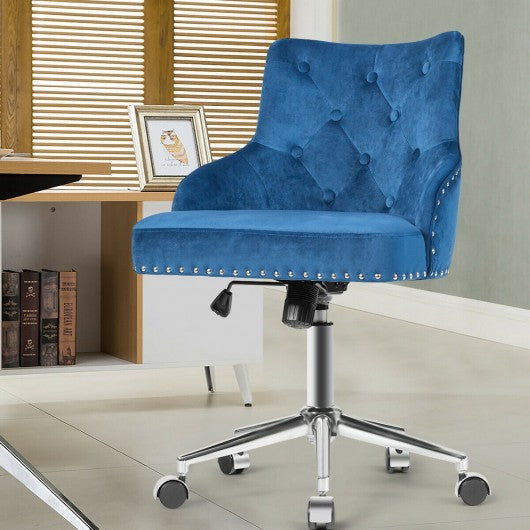 Tufted Upholstered Swivel Computer Desk Chair with Nailed Tri