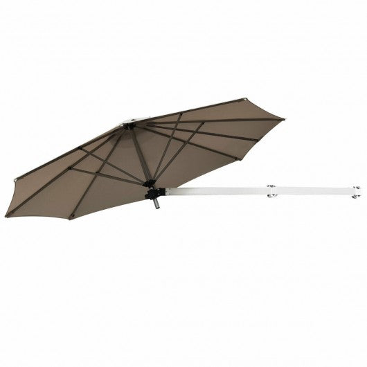 8 FT Wall-Mounted Telescopic Folding Tilt Aluminum Sun Shade Umbrella