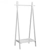 A-Frame Wood Clothing Hanging Rack with Storage Shelf-White