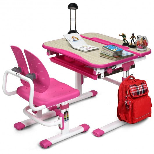 Height Adjustable Kids Study Desk and Chair Set