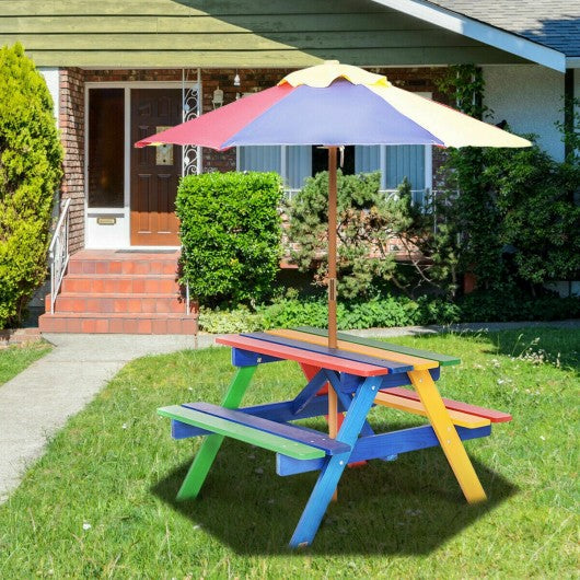 4 Seat Kids Picnic Table with Umbrella