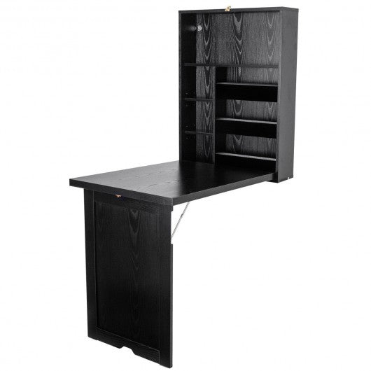 Wall Mounted Fold-Out Convertible Floating Desk Space Saver