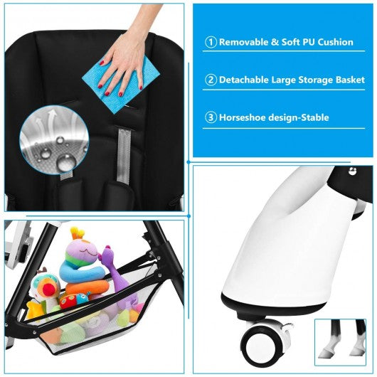 A-Shaped High Chair with 4 Lockable Wheels