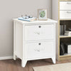 Solid Wood Elegant Storage Nightstand w/ 2 Locking Drawers-White