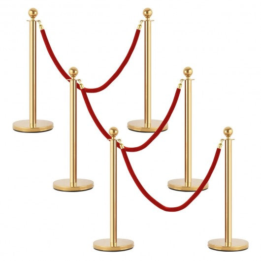 6 Pcs Stanchion Posts Queue Pole Crowd Control Barrier