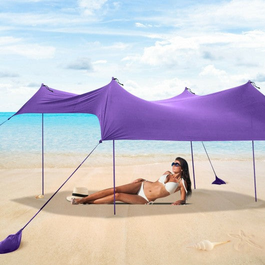 7' x 7' Family Beach Tent Canopy Sunshade w/ 4 Poles