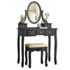 Vanity Make Up Table Set Dressing Table Set with 5 Drawers-Black