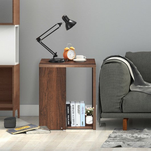 2 Shelf Side End Table with Open Storage Shelves