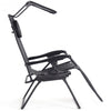 Folding Recliner Lounge Chair with Shade Canopy Cup Holder