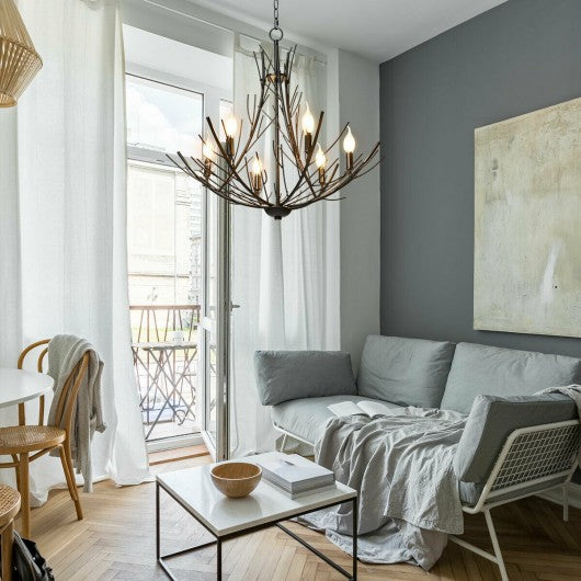 6-Light Vintage Branch Chandelier Copper Ceiling Lamp
