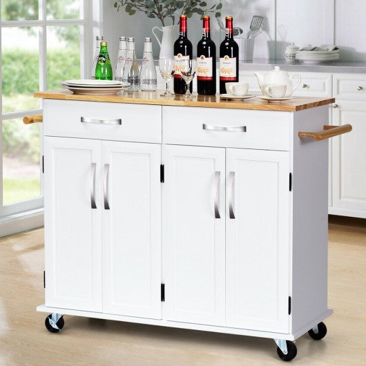Wood Top Rolling Kitchen Trolley Island Cart Storage Cabinet