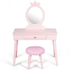 Kids Vanity Makeup Table & Chair Set Make Up Stool