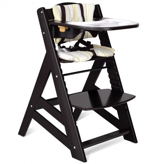 Adjustable Height Wooden Baby High Chair with Removeable Tray bingey