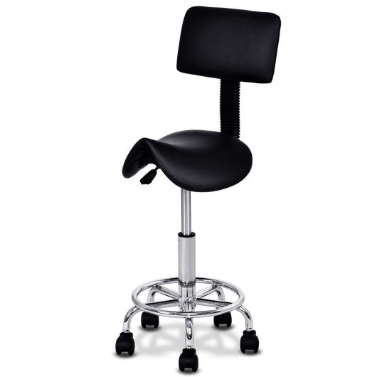 Adjustable Saddle Salon Rolling Massage Chair w/ Backrest
