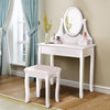 Bathroom Vanity Wooden Makeup Dressing Table Stool Set -White