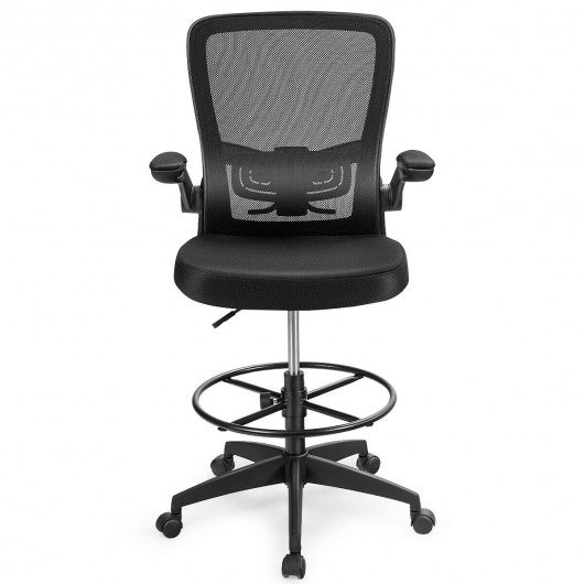 Drafting Chair Adjustable Height with Lumbar Support Flip Up Arms