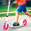 Portable Folding Sports Kick Scooter w/ LED Wheels-Pink