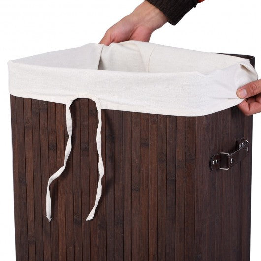 Rectangle Bamboo Hamper Laundry Basket Washing Cloth Bin Storage Bag Lid 3 color