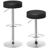 Set of 2  Adjustable Round Leather Seat Swivel Bar Stool