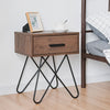 Nightstand Coffee Table Storage Display with Steel Legs and 1 Drawer