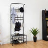 Metal Entryway Coat Hat Shoes Rack 18 Hooks Garment Rack