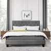 Queen Size Upholstered Panel Bed With Linen Panel