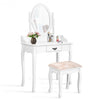 Vanity Makeup Dressing Table Stool Set-White