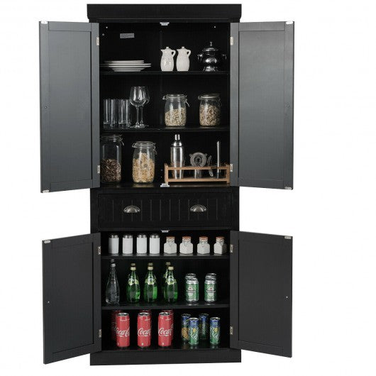 Cupboard Freestanding Kitchen Cabinet w/ Adjustable Shelves