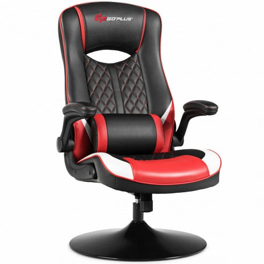 360 Degree Swivel Rocking Racing Style Gaming Chair-Red