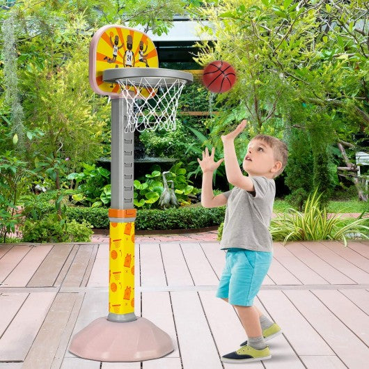 Kids Basketball Hoop Stand with Adjustable Height-Pink
