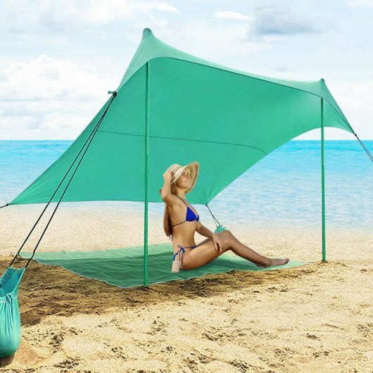 7' x 7' Family Beach Tent Canopy Sunshade w/ 4 Poles