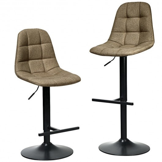 2Pcs Adjustable Bar Stools Swivel Counter Height Linen Chairs