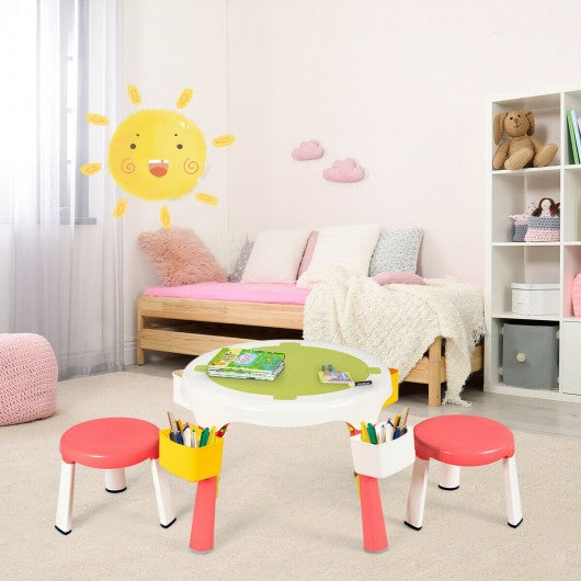 5-in-1 Kid Folding Storage Activity Table Chair Set-Pink