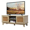 TV Stand Console Cabinet with Rattan Doors-Natural Wood