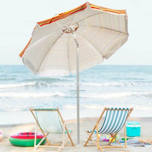6.5FT Sun Shade Patio Beach Umbrella with Carry Bag-Orange
