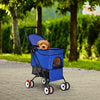 Pet Foldable Cage Stroller For Cat And Dog-Blue