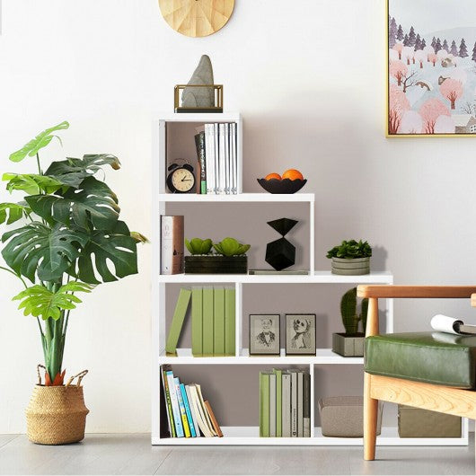6 Cubes Ladder Shelf Corner Bookshelf Storage Bookcase