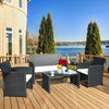 4 Pcs Wicker Conversation Furniture Set Patio Sofa and Table Set