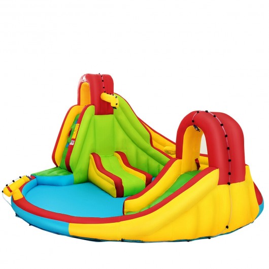 Kids Inflatable Water Slide Park with Climbing Wall and Pool