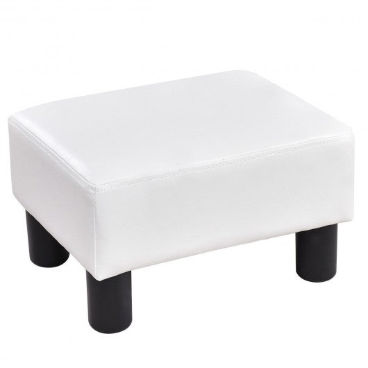 Small PU Leather Rectangular Seat Ottoman Footstool