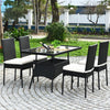 5 PCS Patio Rattan Dining Set with Glass Top
