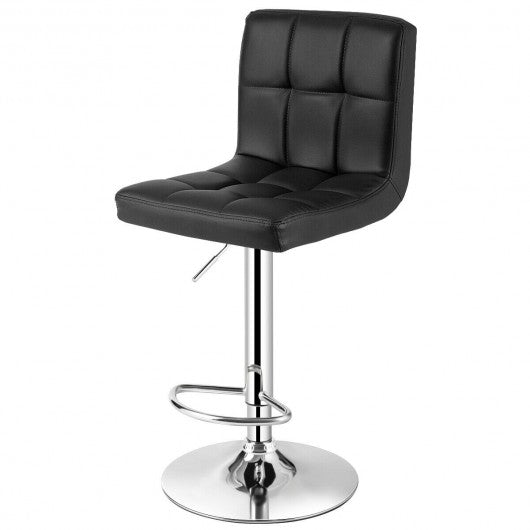 Adjustable Swivel Bar Stool with PU Leather-Black