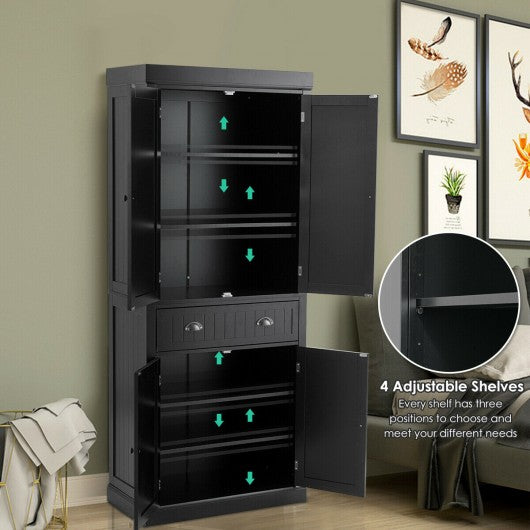 Cupboard Freestanding Kitchen Cabinet w/ Adjustable Shelves