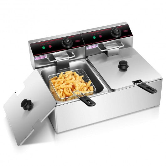 5000W Dual Tank Electric Countertop Deep Fryer