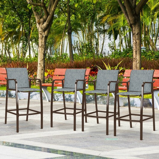 4 PCS Counter Height Stool Patio Chair-Gray