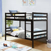 Twin Bunk Bed Children Wooden Bunk Beds Solid Hardwood-Coffee