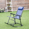 Outdoor Patio Headrest Folding Zero Gravity Rocking Chair-Blue