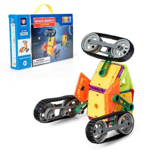 51 Pcs Magnetic Tiles Building Blocks Set
