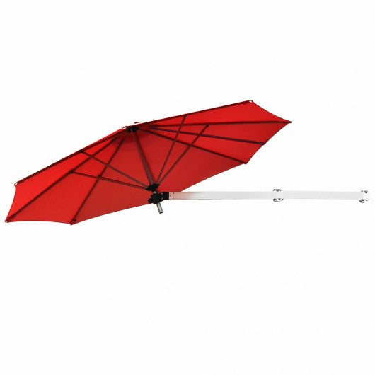 8 FT Wall-Mounted Telescopic Folding Tilt Aluminum Sun Shade Umbrella